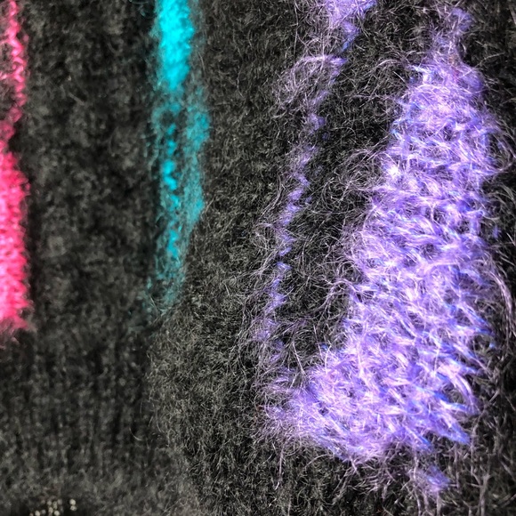 Vtg Tam O'Shanter Co Ltd MOHAIR Sweater 80's 90's Black & Multicolored Size M - Picture 5 of 7